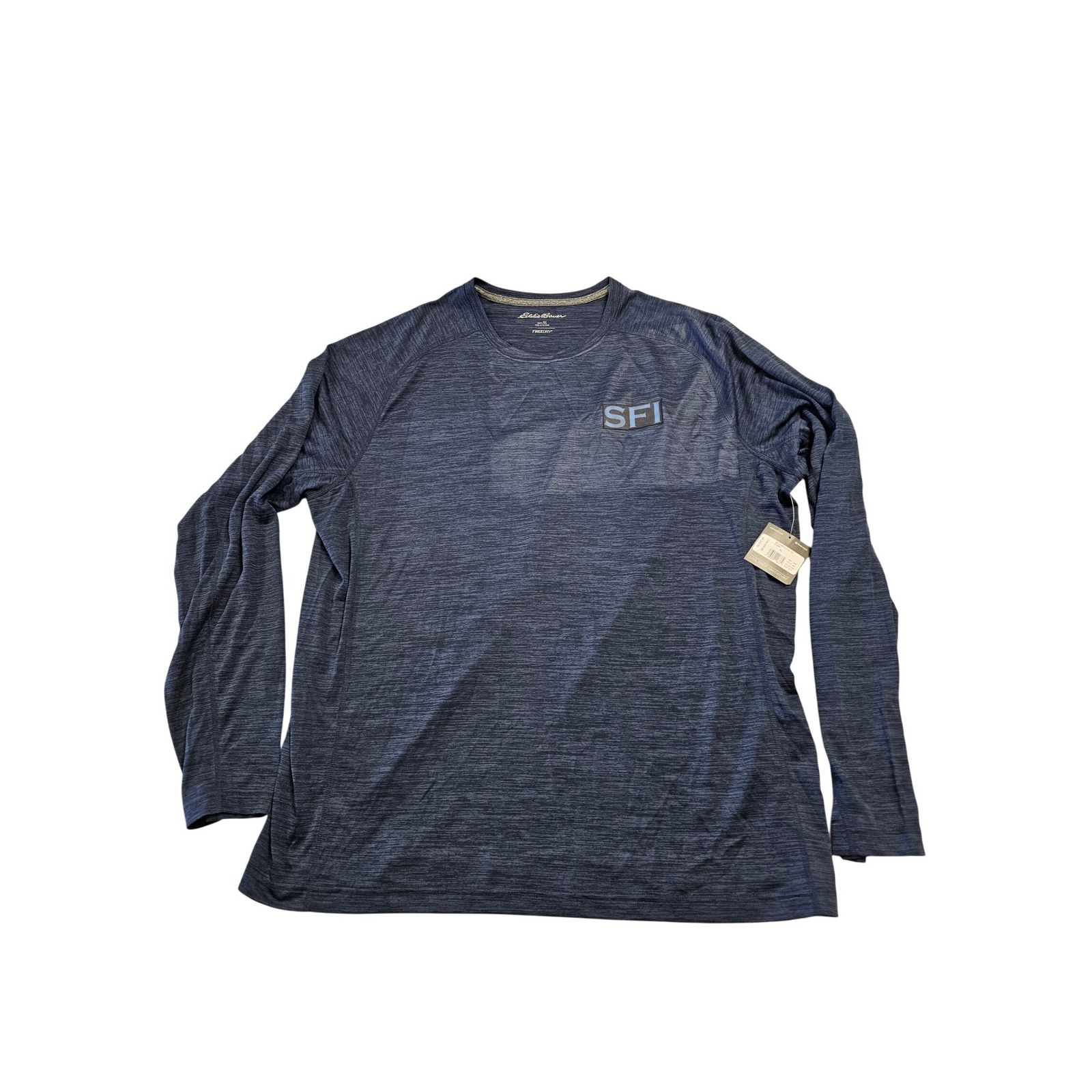 Eddie Bauer Mens Resolution Long Sleeve Tee Storm Blue Sfi Logo Xl New